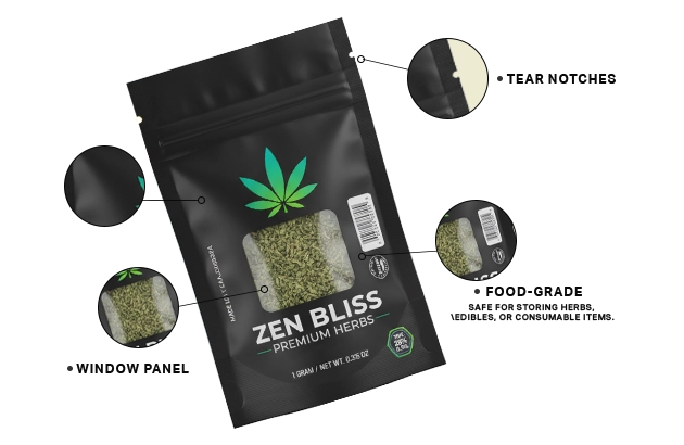 Custom Printed 1 Gram Mylar Bags Packaging