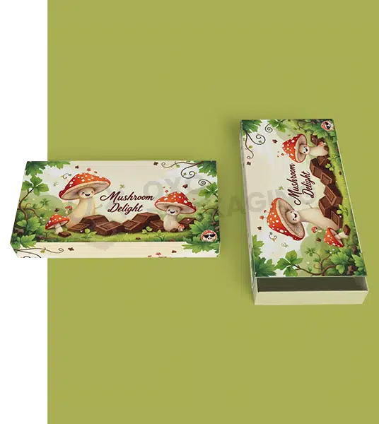customized mashroom chocolate bar packaging