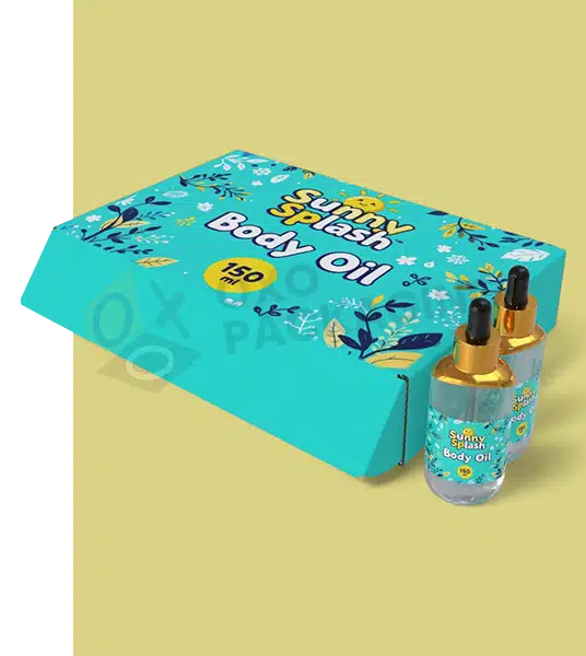 printed body oil packaging