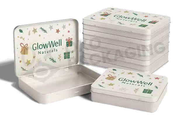 printed square hinged tin packaging