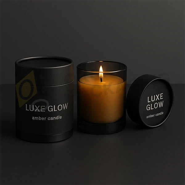 black candle tube packaging