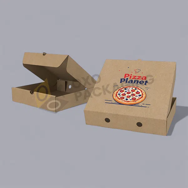 brown pizza packaging boxes