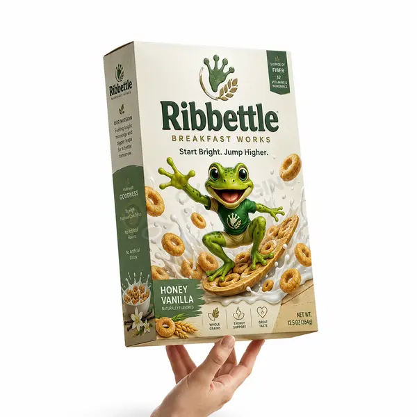 custom cereal with Frog On Box