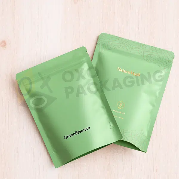 personalized green mylar pouches