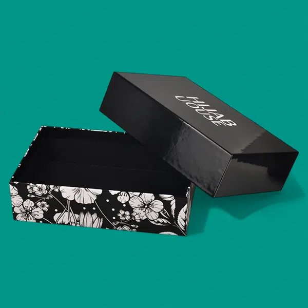 printed glossy black gift boxes