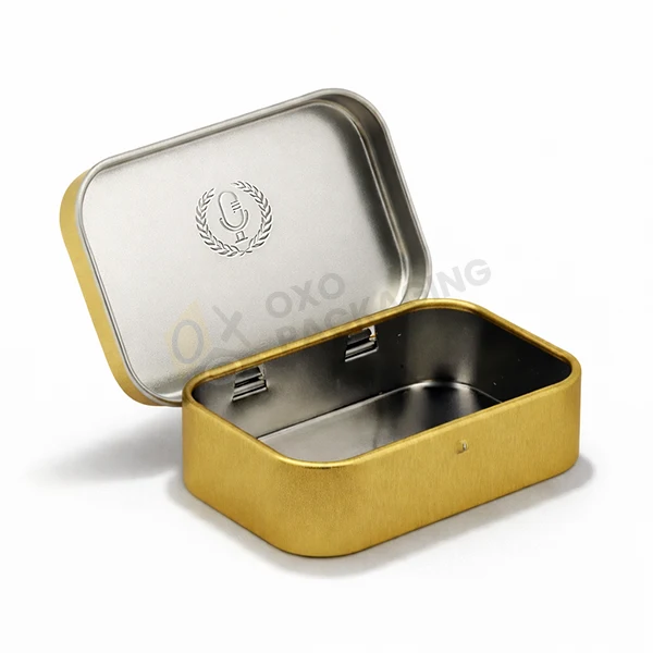 small hinged tin box