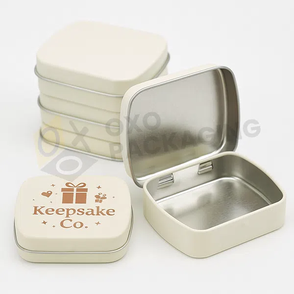 custom printed square hinged tin boxes